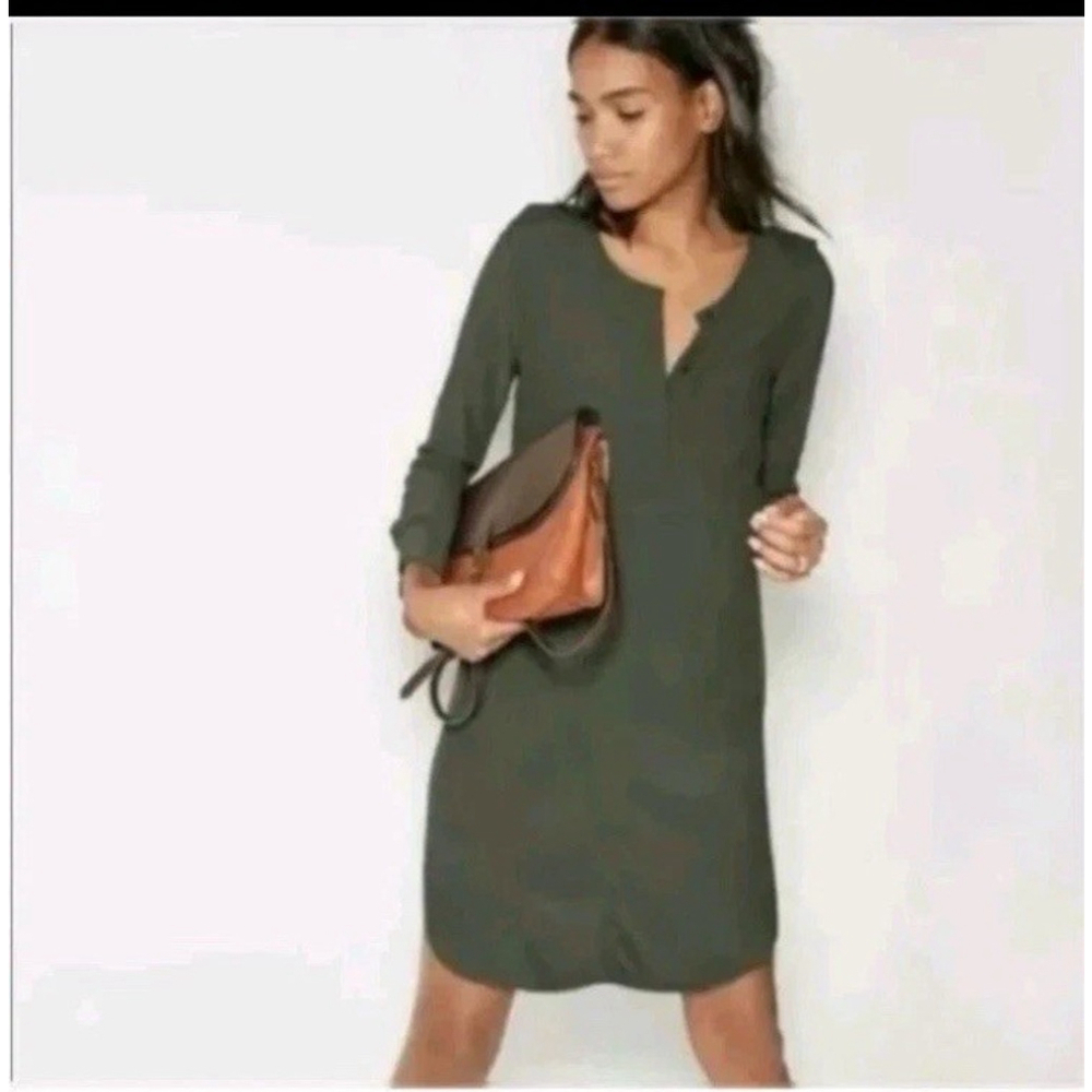 Madewell Women’s Cargo Tunic Shirt Dress Short Olive Green S Long Sleeve Casual